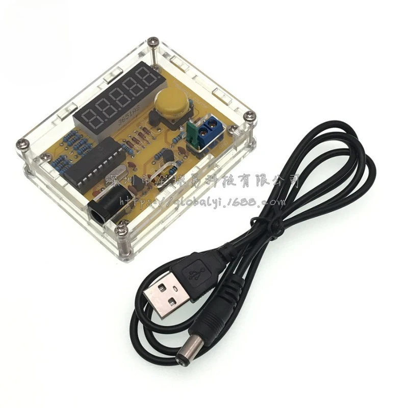 Handheld 1Hz-50MHz Frequency Meter Crystal Oscillator Measurement Frequency Measurement DIY Kit with Housing Side Mount
