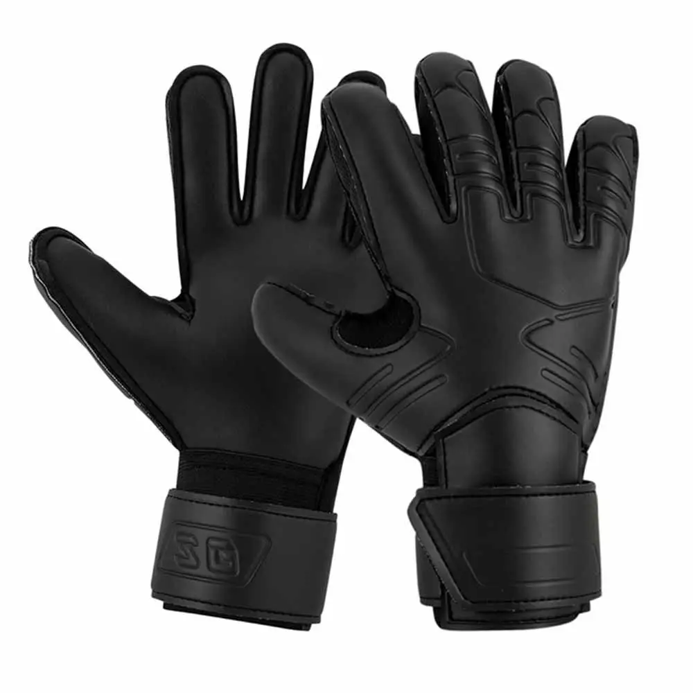 

Finger Protection Goalie Gloves Black Wear-Resistant Latex Soccer Gloves Durable Handguard Football Goalkeeper Gloves