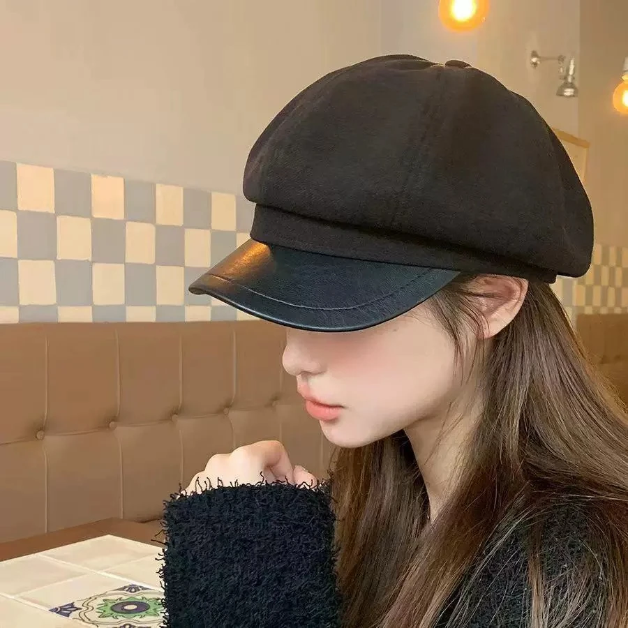 

Beret Hat for Women French Cap Adjustable Unisex Design for Autumn/Winter Vintage Octagonal Casual Wear Newsboy Painter Cap New