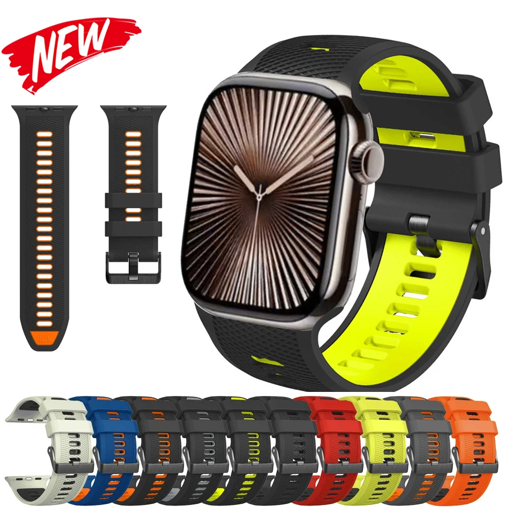 

Sport Adjustable Silicone Bracelet Anti Sweat Band For Apple Watch 42 44 45 46 49mm For iWatch Series 11 10 9 8 7 6 SE Ultra 2 3
