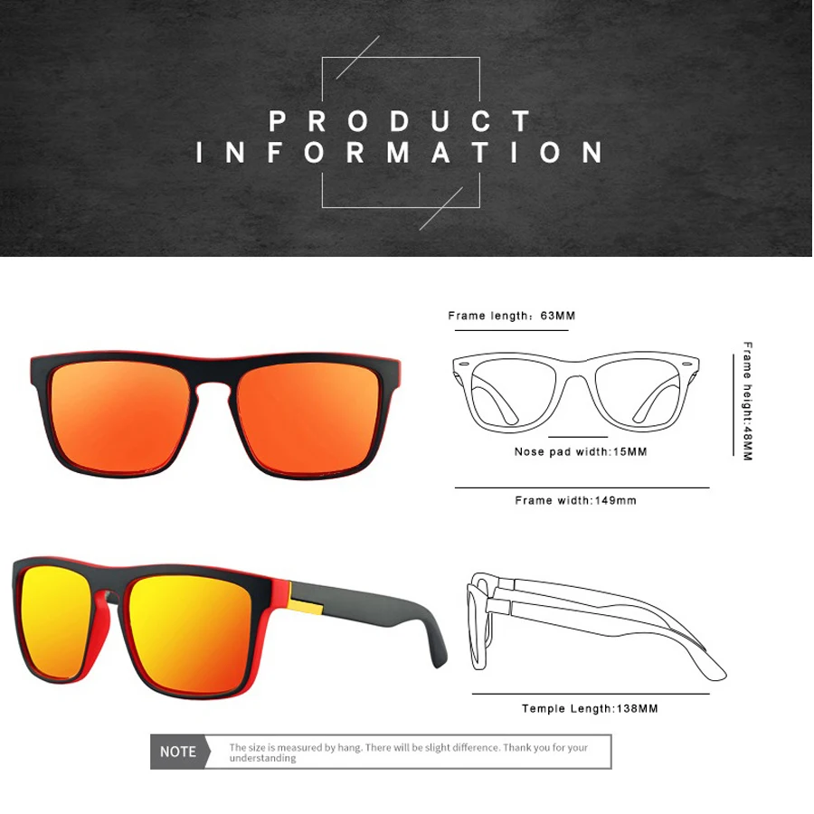 Modische Vintage Quadratische Sonnenbrille für Männer und Frauen Angeln Fahren Luxus Marken-Designer Sonnenbrillen Retro Eyewear – Detail 3