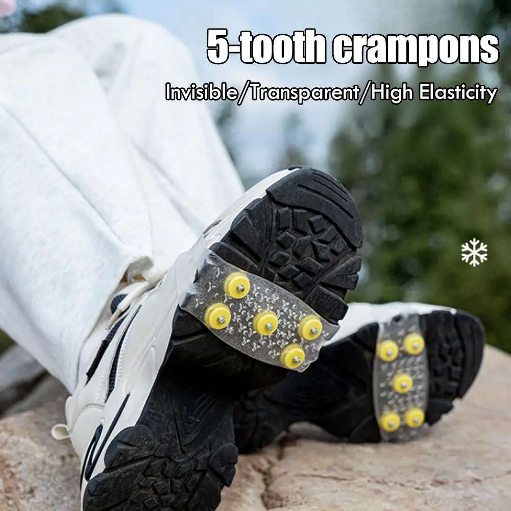 2 قطعة مخلب الثلج الجليد تسلق 5 الأسنان المضادة للانزلاق المسامير السيطرة الأشرطة المرابط غطاء أحذية رياضية للنساء الرجال الأحذية غطاء #4