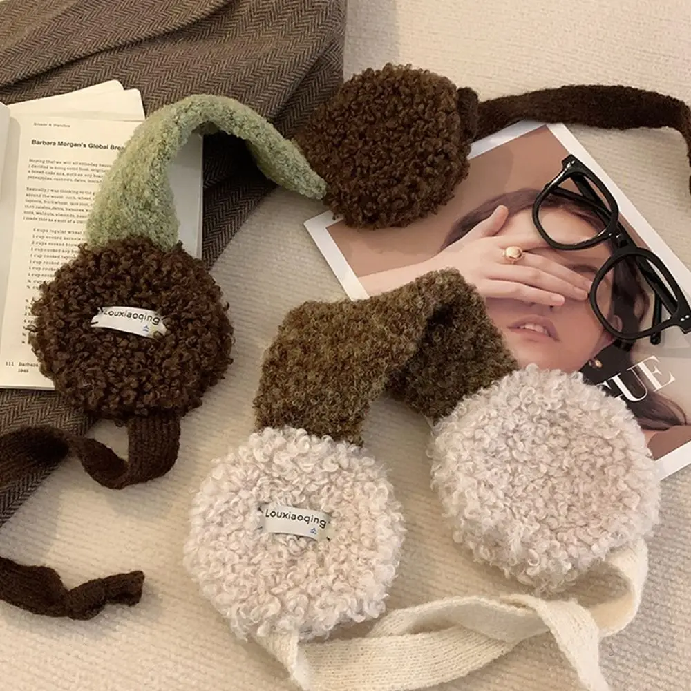 

New Rolled Earmuffs Warm Color Matching Ear Cover Frostproof Lace-up Pullover Hat Winter Outdoor