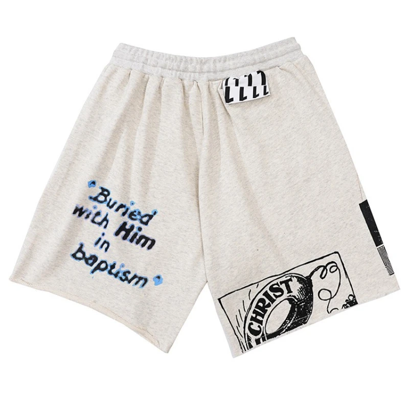 25SS Fashion RRR123 Drawstring Shorts Retro High Street Letter Printed Sports Drawstring Five Pants for Men and Women