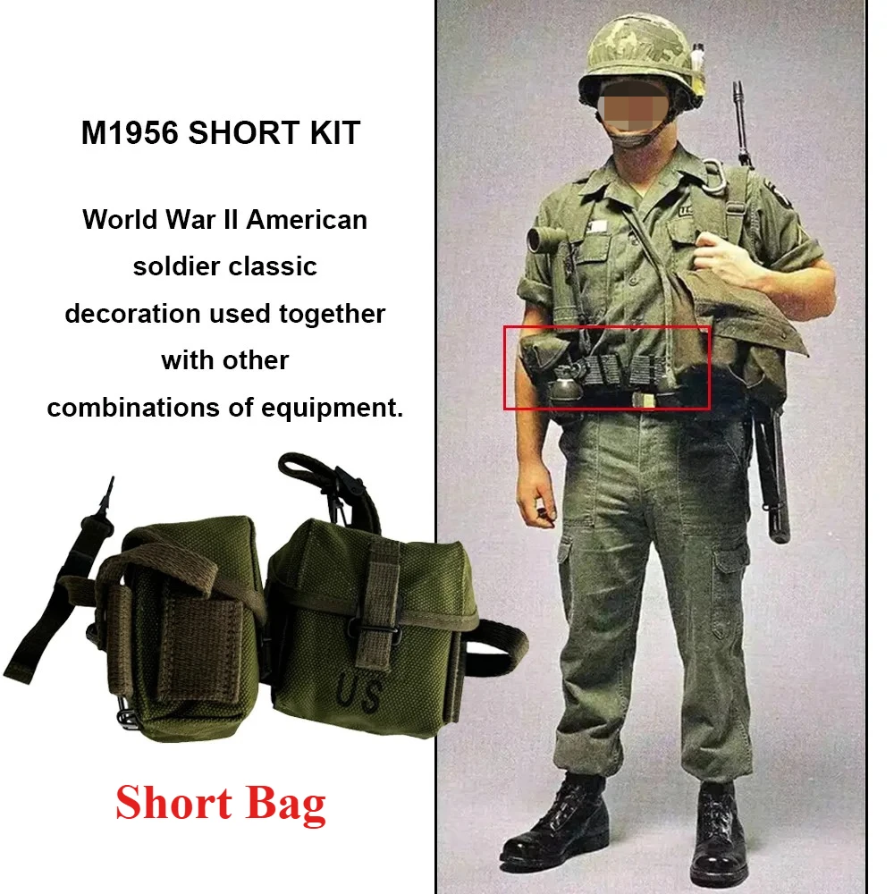 1PC US Style Retro M16A1 Short Bag M1956 Universal Equipment Vintage Replica Waist Bag Canvas Magazine Pouch view 2