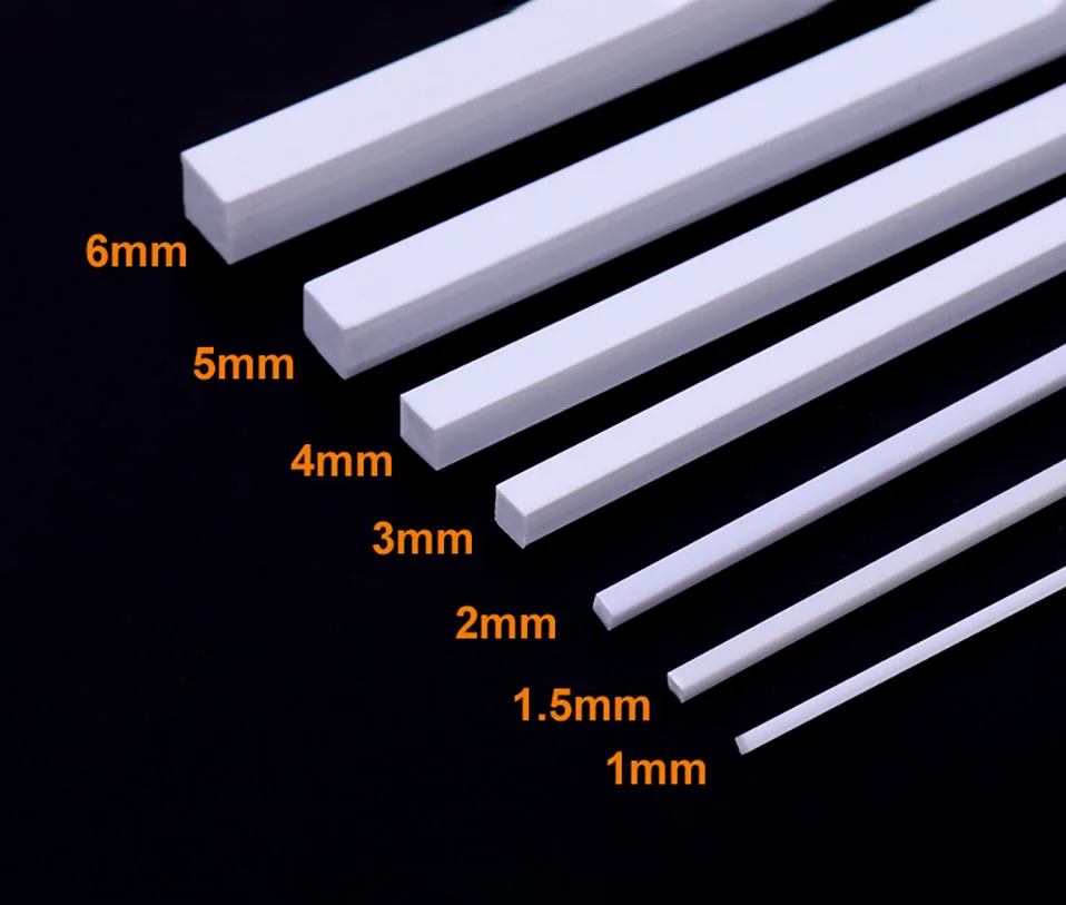 ABS Plastic Solid Square Rod DIY Handmade Sand Table Building Model Decoration Materia lDiameter 1mm~6mm