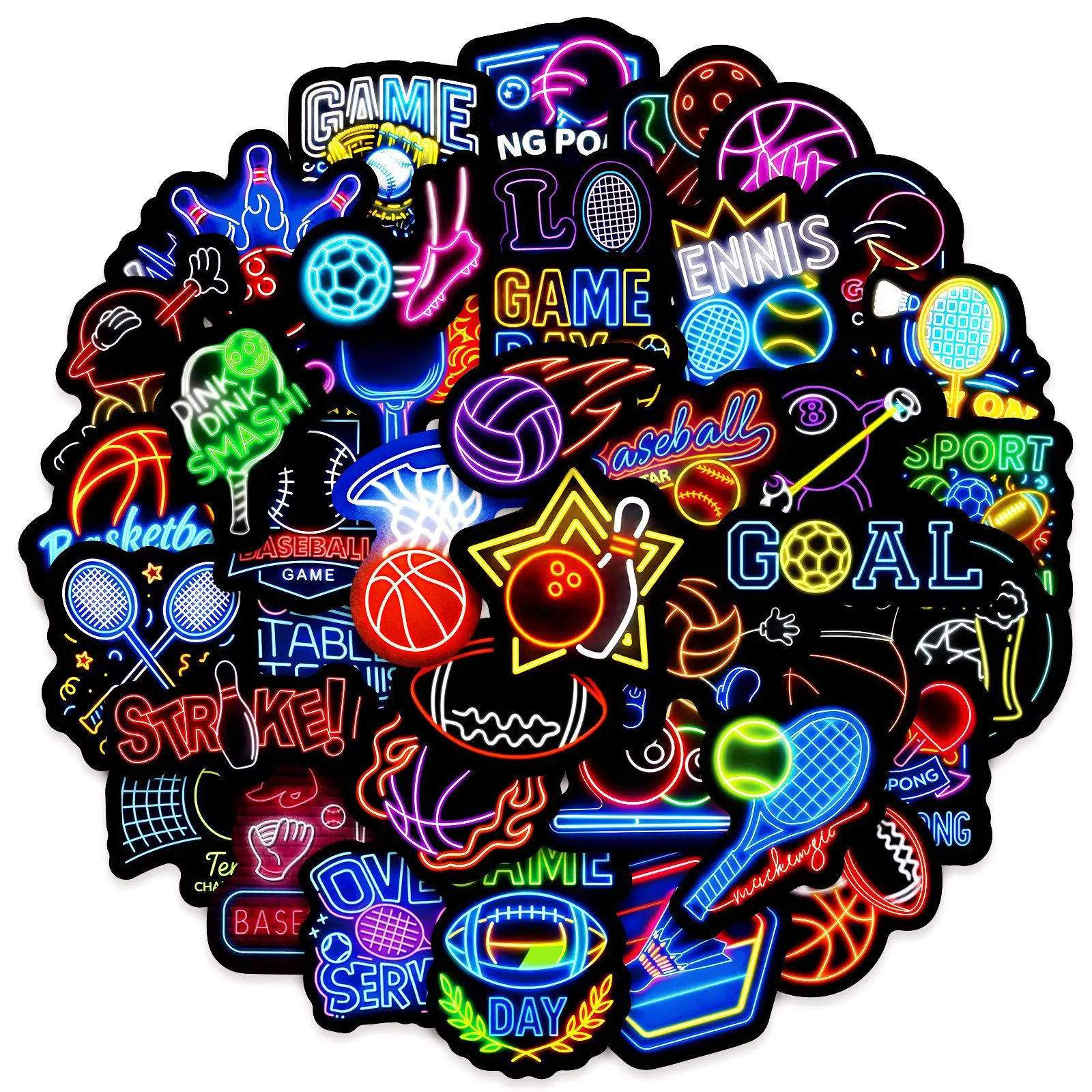 AliExpress 50pcs Cute Neon Style Ball Stickers Soccer Game Cartoon Decals DIY Phone Laptop Luggage Skateboard Bike Graffiti Toys