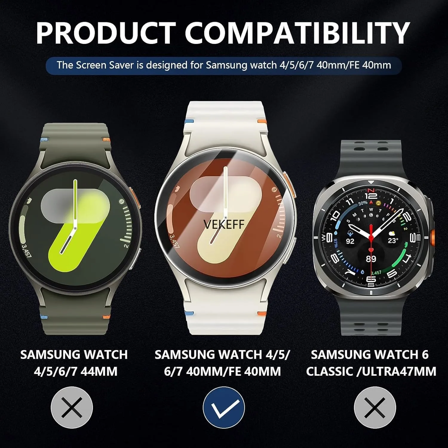 4-Pack Tempered Glass Screen Protectors for Samsung Galaxy Watch 40mm Compatible with Models 7/6/5/4