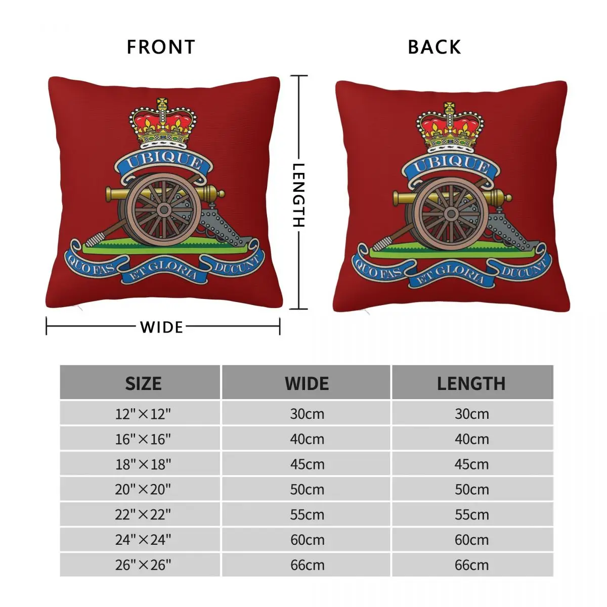 Royal Regiment Of Artillery Square Pillowcase Polyester Linen Velvet Pattern Zip Decorative Room Cushion Cover