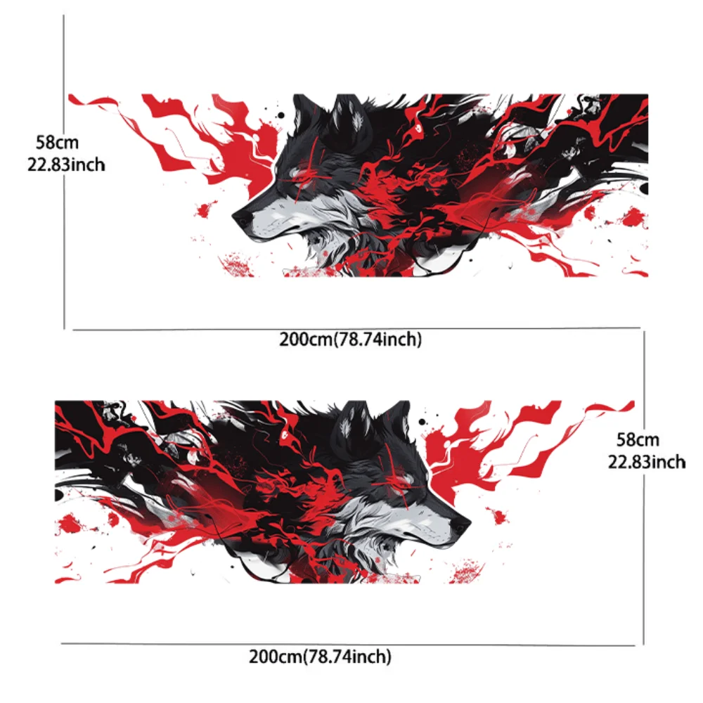 Blue Line Lightning Wolf Black and Red Fierce Wolf Car Decal Full Body Sticker Decoration Covering Scratches