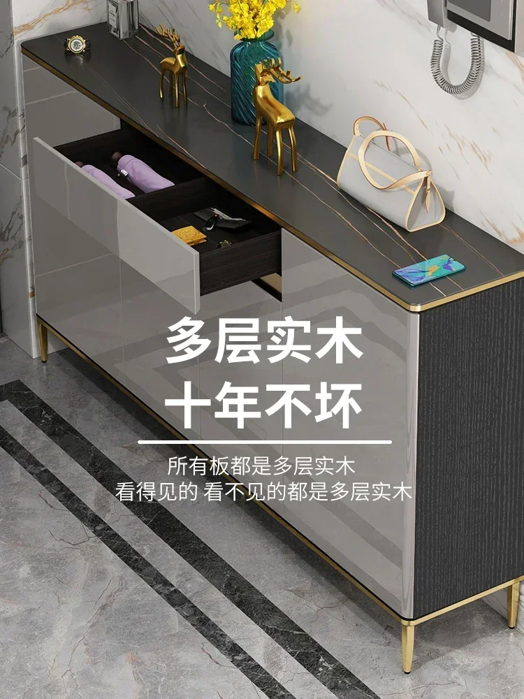 

Hot Sales Shoe Household Door Luxury High-end Slate Solid Wood Integrated Wall Disinfection Porch Cabinet