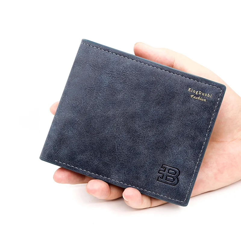 

Retro Men Short Wallet Luxury Coin Pocket Zipper Male Purses High Quality Frosted Card Holders Photo Holder Slim Men's Wallet