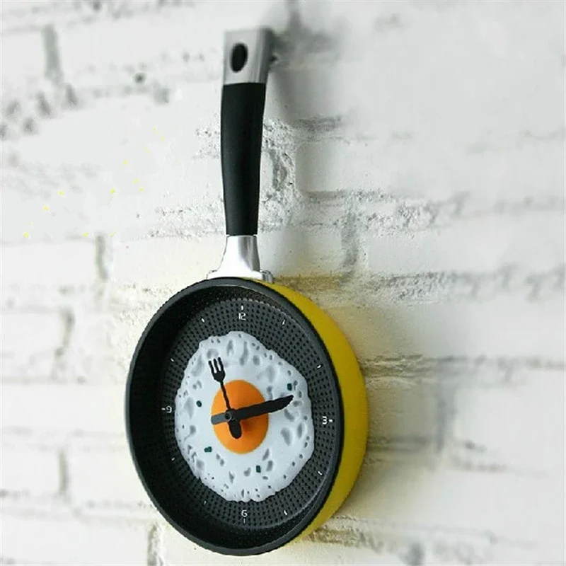 Cutlery design creative omelette pot shape kitchen clock creative modern home decoration hanging table