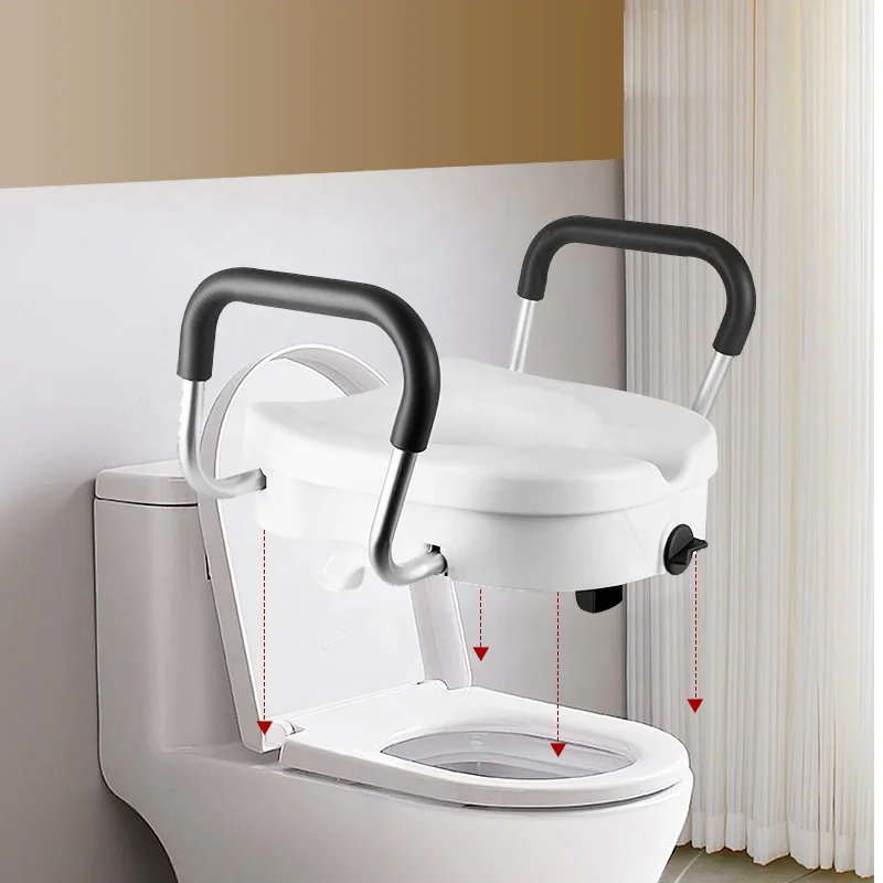노인 및 임산부를 위한 높이 조절 변기, 재활 간호용 탈부착식 팔걸이, 욕실 안전 장비