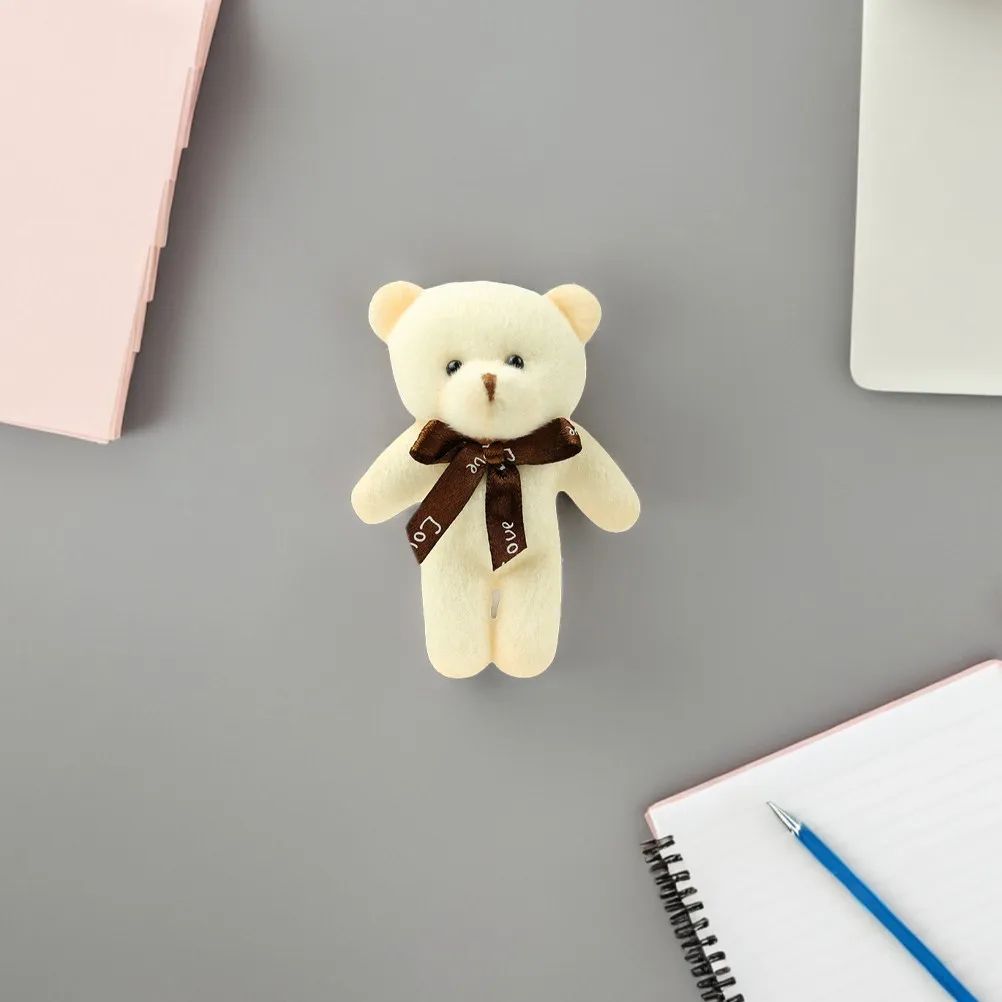 

15Pcs Tiny Bear Keychain Plushie Style Ornament with Cute Bow Tie for Bag Charm Purse Pendant Graduation Ceremony Decoration