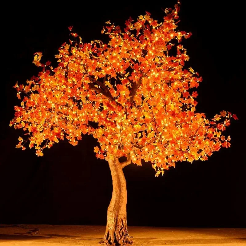 Outdoor waterproof Garden 3m holiday lighting decorative christmas led artificial red maple tree