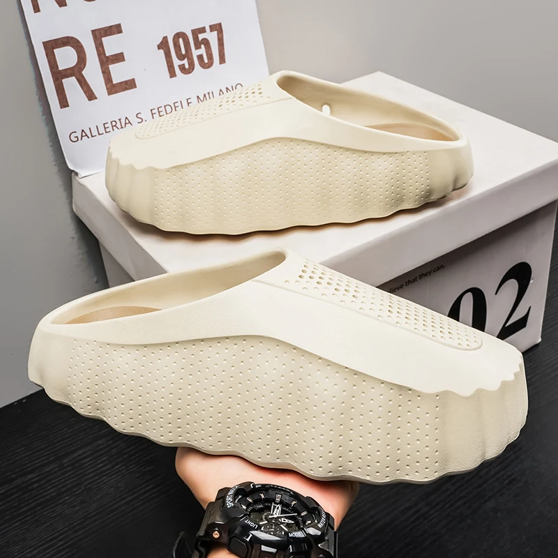 

Summer Men Half Slippers Outdoor Breathable Couple Beach Shoes Platform Lightweight Soft Men Sandals Women Garden Casual Shoes