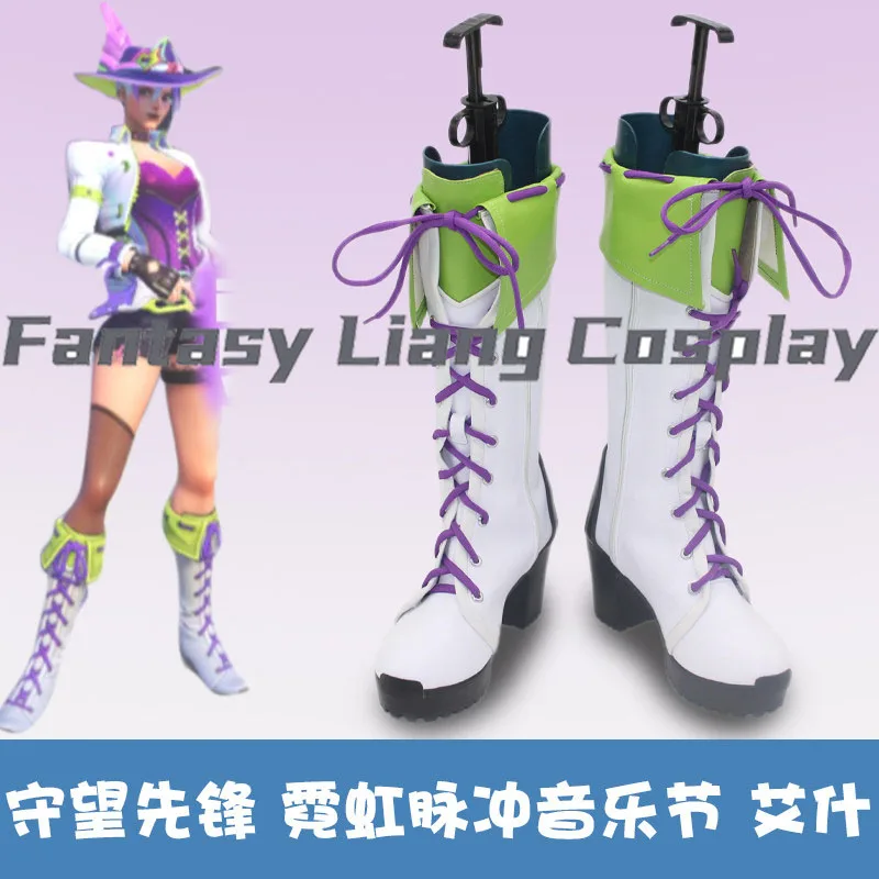 Anime Neon Pulse Ashe Cosplay Boots Shoes For Men Women Halloween Carnival Party Dress Up Comic Con Plus One