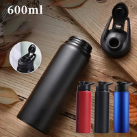 Outdoor Stainless Steel Water Bottle 600ml Leak Proof Large Capacity Sports Bike Travel Bottle for Camping Cycling