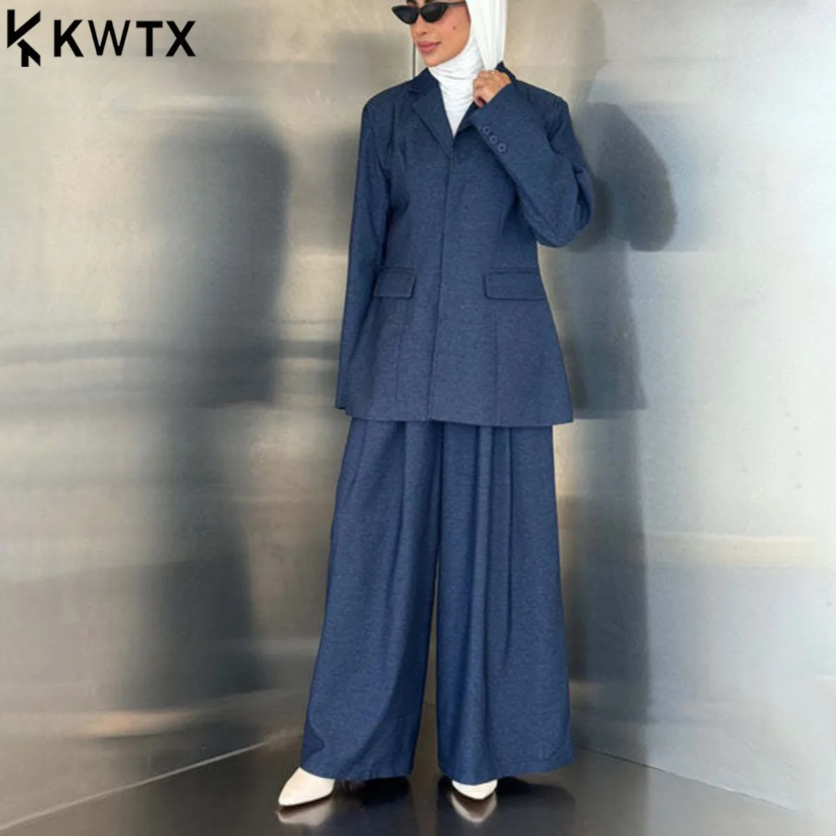 

KWTX 2025 latest model women's classic simple layered casual fashion suit with lapel single-button pants set