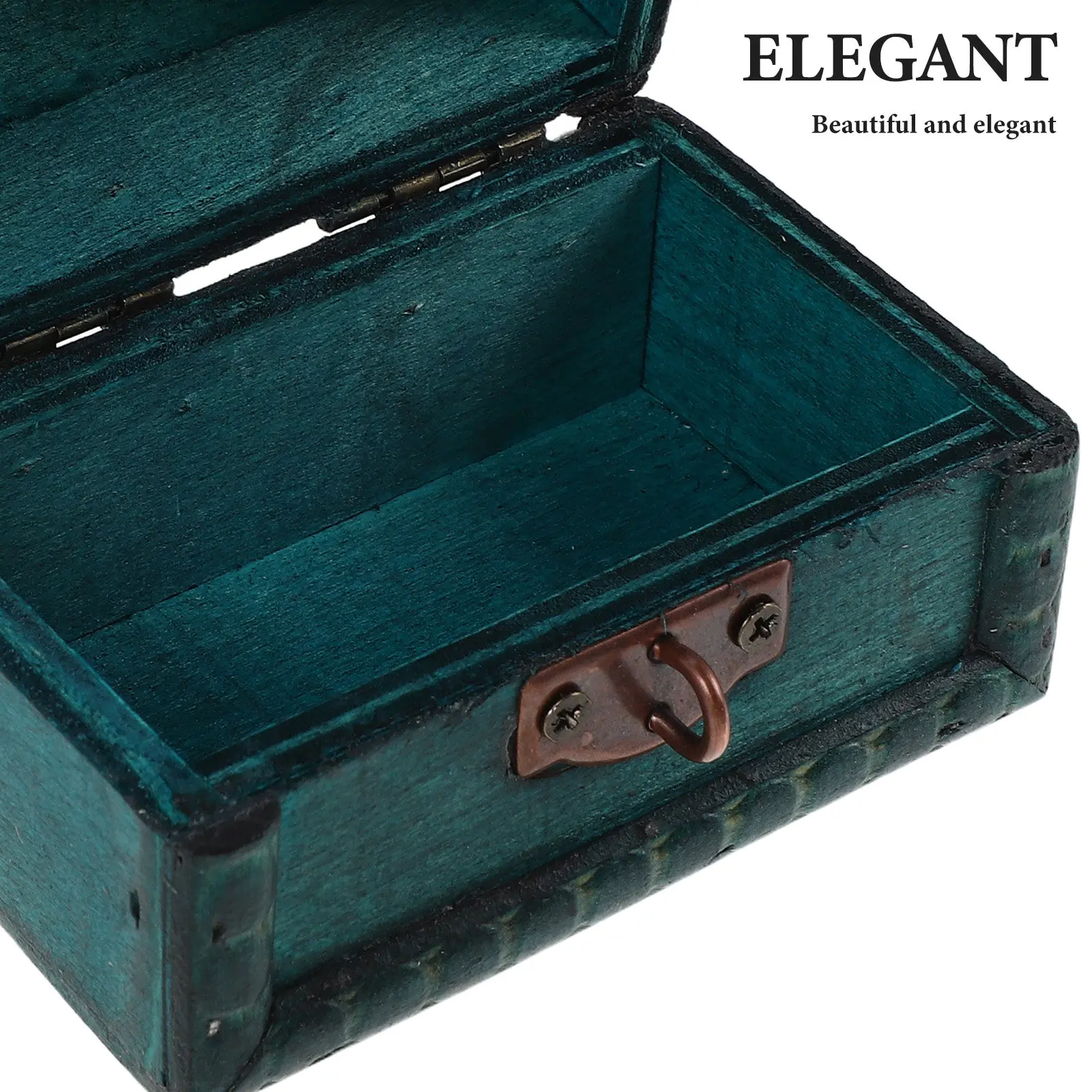 Chinese Vintage Solid Wood Jewelry Box Treasure Chest Organizer Rings Holder Rustic Bangle Bracelet Keeper