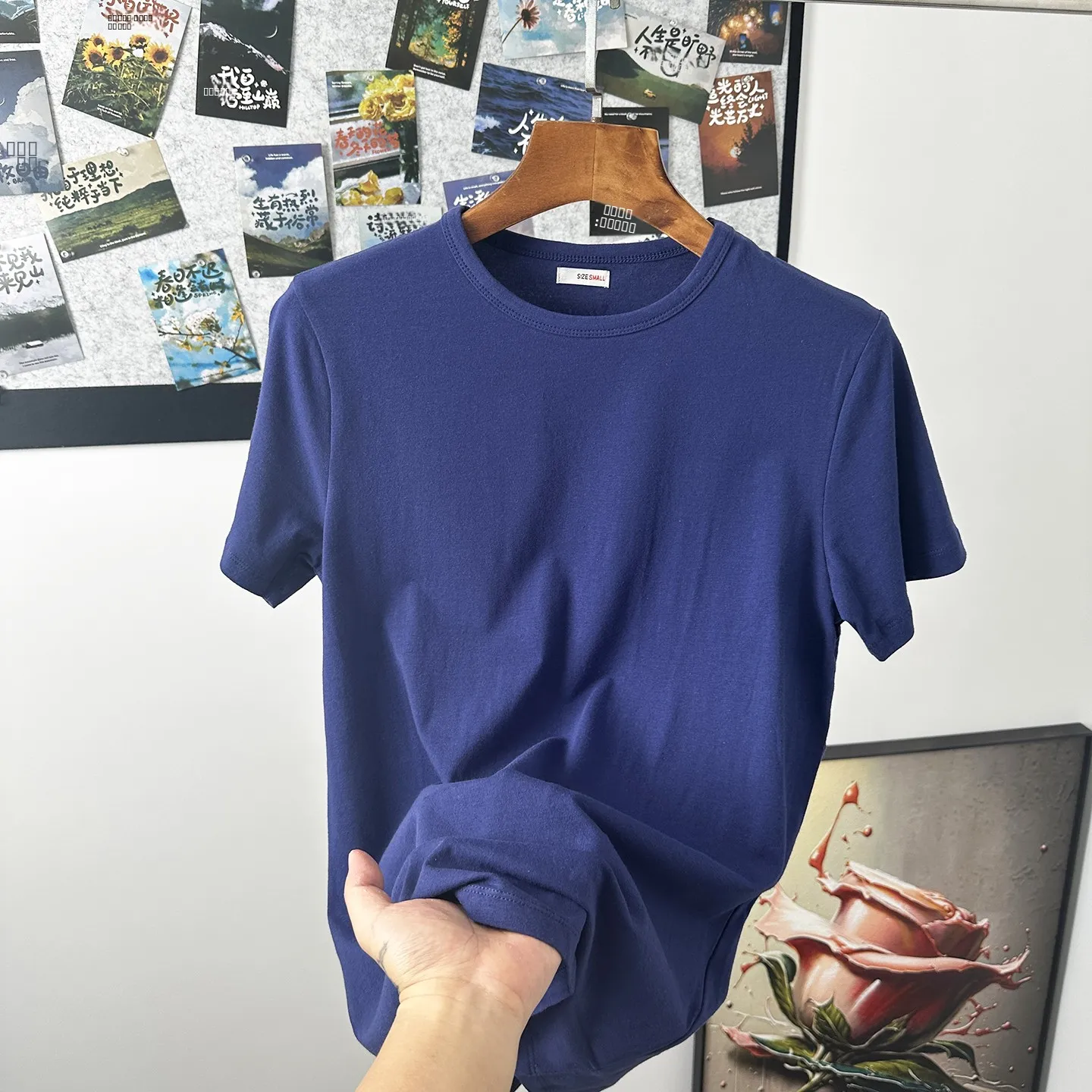 Waed Cotton ort Sve T-irt Soft Comfortable Skin-friendly round Ne Basic  Color Summer Faionable Men's Top