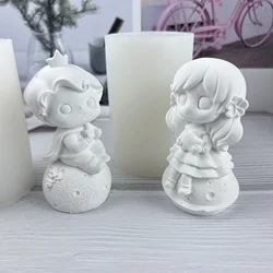 DIY Planet Girl/Prince Epoxy Candle Mold Plaster Doll Ornament Cute Silicone Mold Home Decoration Accessories