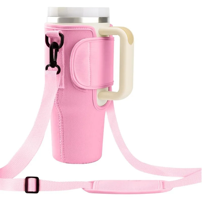 40oz Water Bottle Carrier Bag Pouch Cover For Thermos Water Bottle Holder Adjustable Shoulder Strap Mug Cover