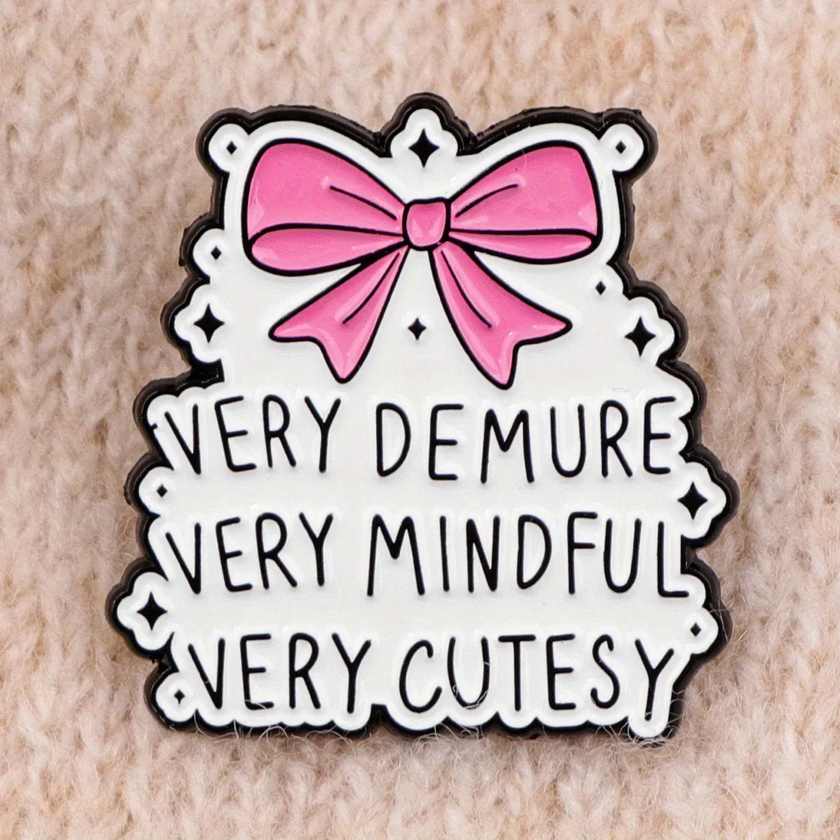 Very Demure, Mindful, Cutesy Enamel Pin Cute Bow Brooch Pines Lapel Pins Badge on Backpack Clothing Accessories Fashion Jewelry