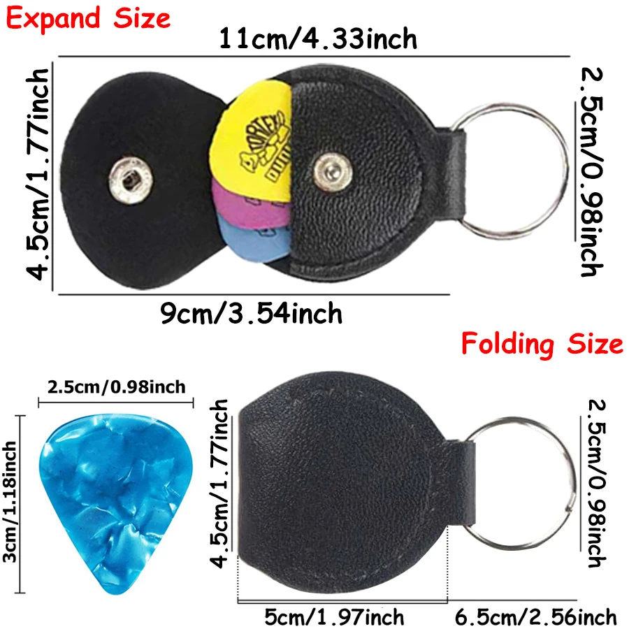 3pcs Guitar Picks & Foldable PU Storage Bag Must-Have Accessories for Daily Practice & Stage Performance, Picks Styles Random