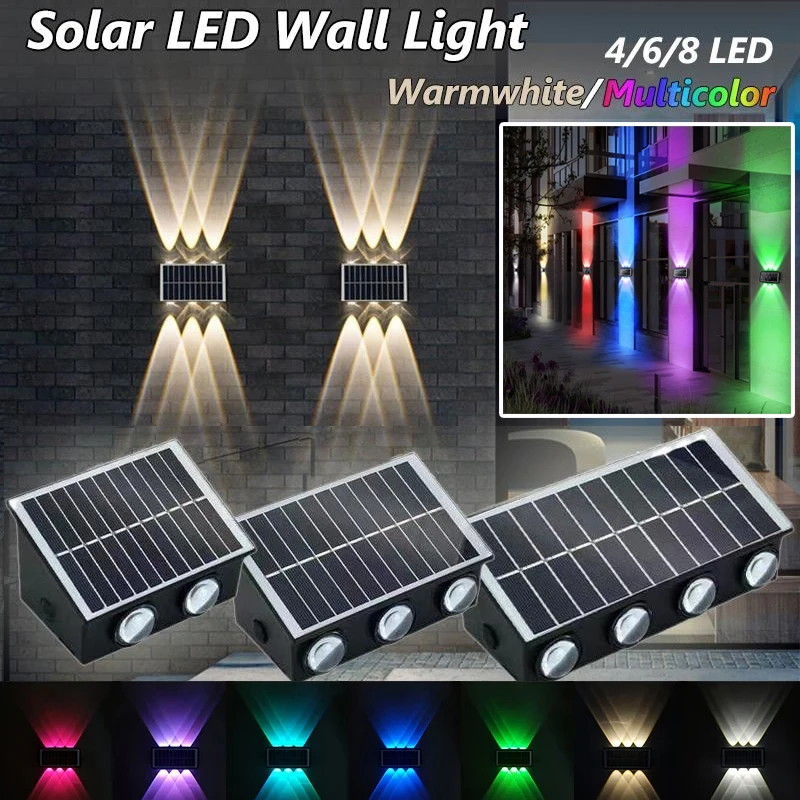 Solar Wall Lights LED Spotlight Outdoor Waterproof Upper And Lower Lighting Solar Powered Streetlight Balcony Courtyard Garden