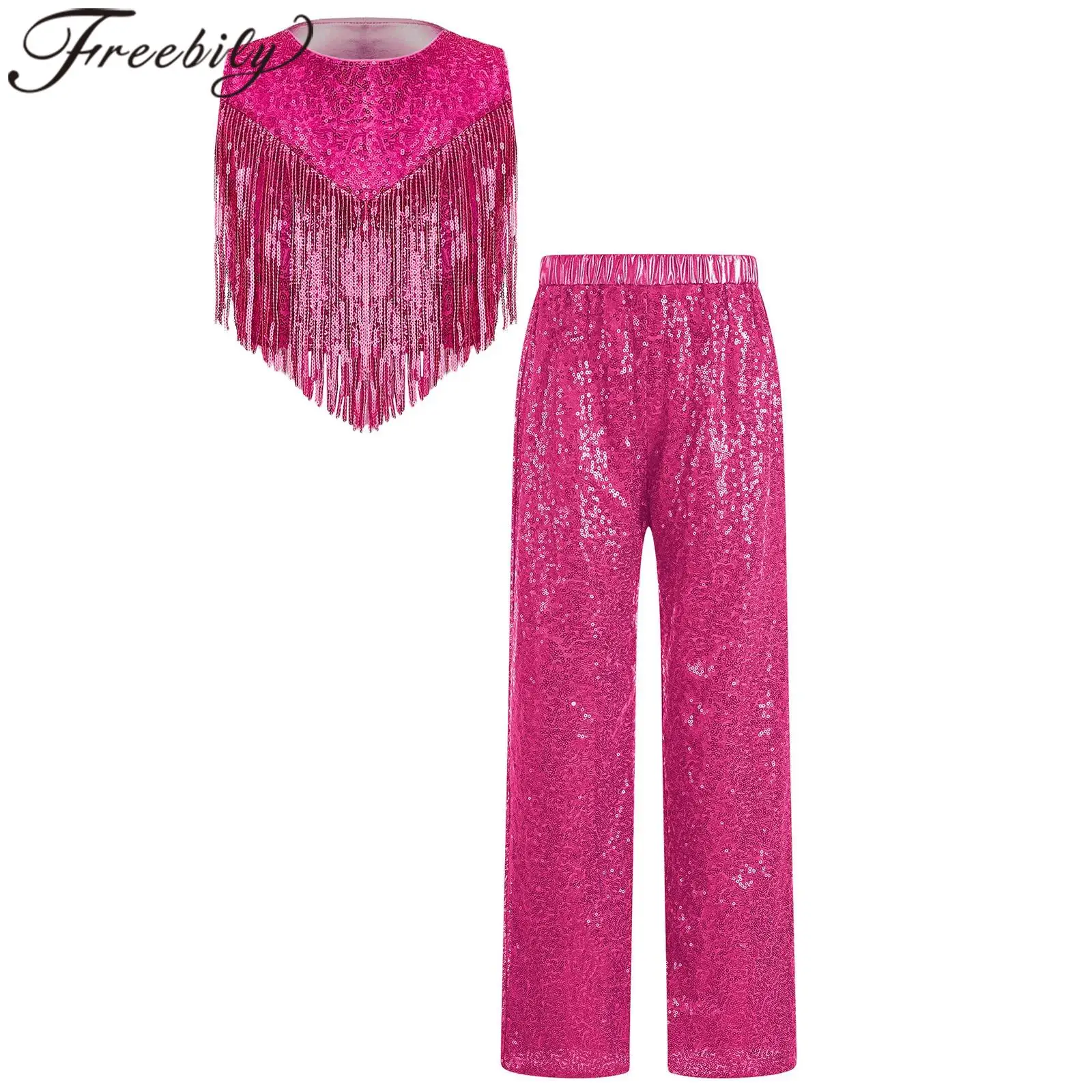 

Детский костюм для джазовых танцев для девочек, модный наряд в стиле хип-хоп, диско-костюм, костюм ковбойши, танцевальная одежда с пайетками, детская праздничная уличная одежда