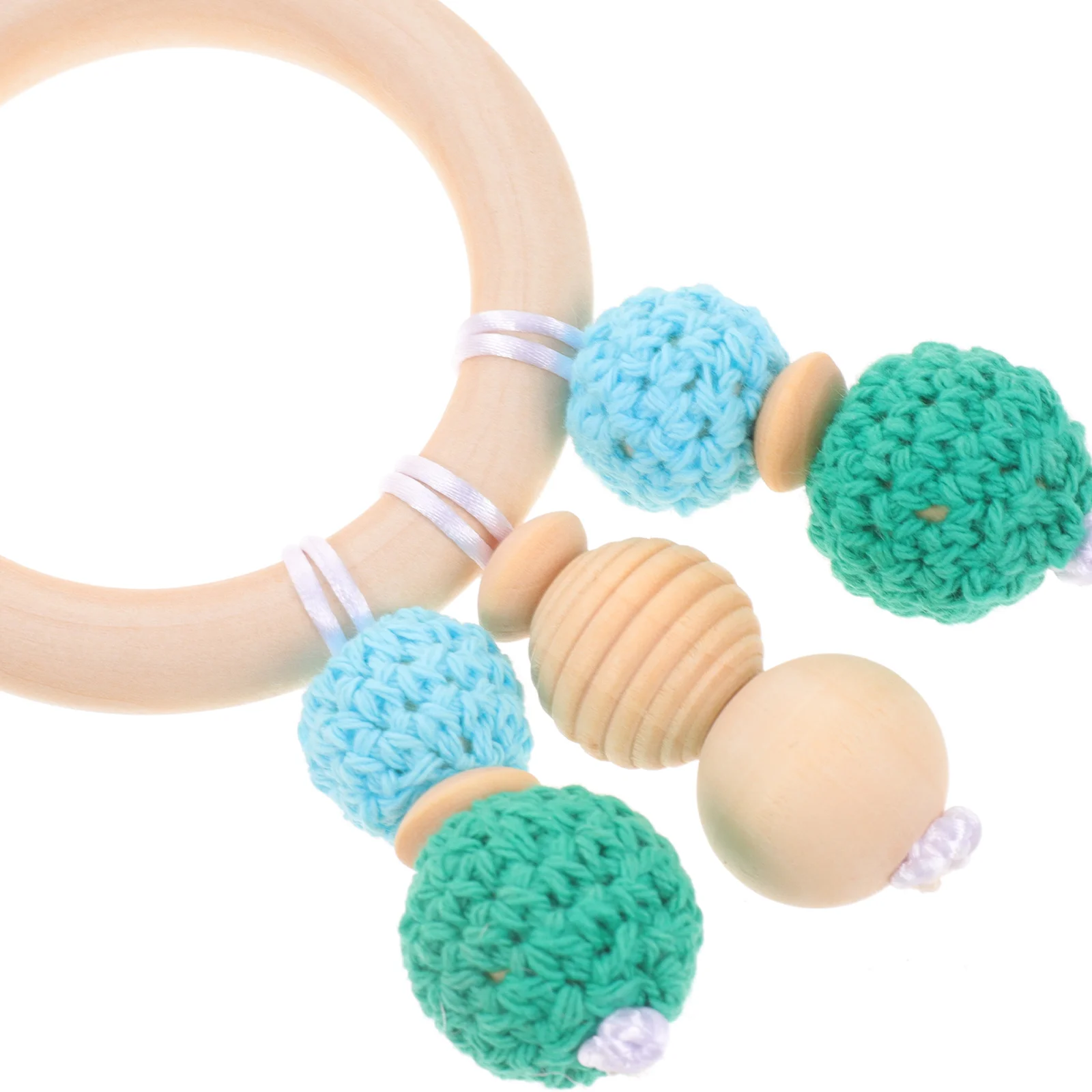 4 Uds. Colgante decoración de cama infantil madera algodón sensorial decoración de habitación de bebé cuna sonajero colgante sonajero colgante de madera