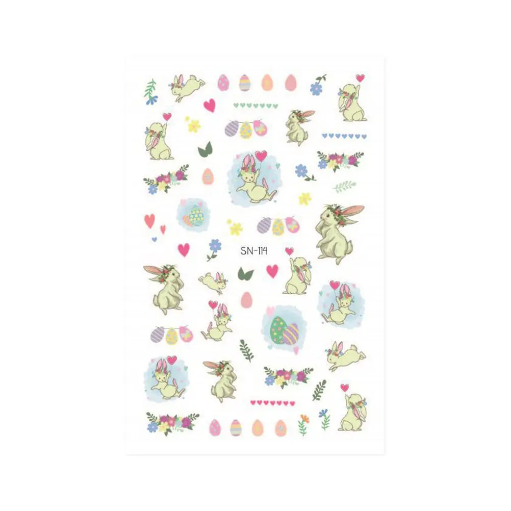 

5 листов наклеек для ногтей, водонепроницаемые, 3D, светящиеся, пасхальные, для маникюра, детские, креативные, самоклеящиеся, для дома