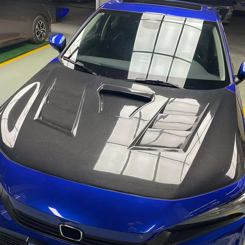 AM نمط الجبهة غطاء التبريد لهوندا ل سيفيك FE1 FL1 هاتشباك سيدان 2023-24 أجزاء الجسم الكربون #2