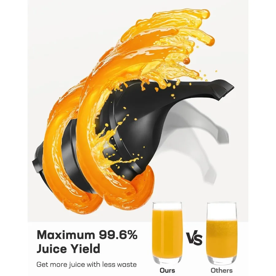 ماكينة عصير بالضغط البارد عالية الإنتاجية مع مزلق تغذية كبير 5.4 للفواكه والخضروات الكاملة سهلة التنظيف ومضغ بطيء