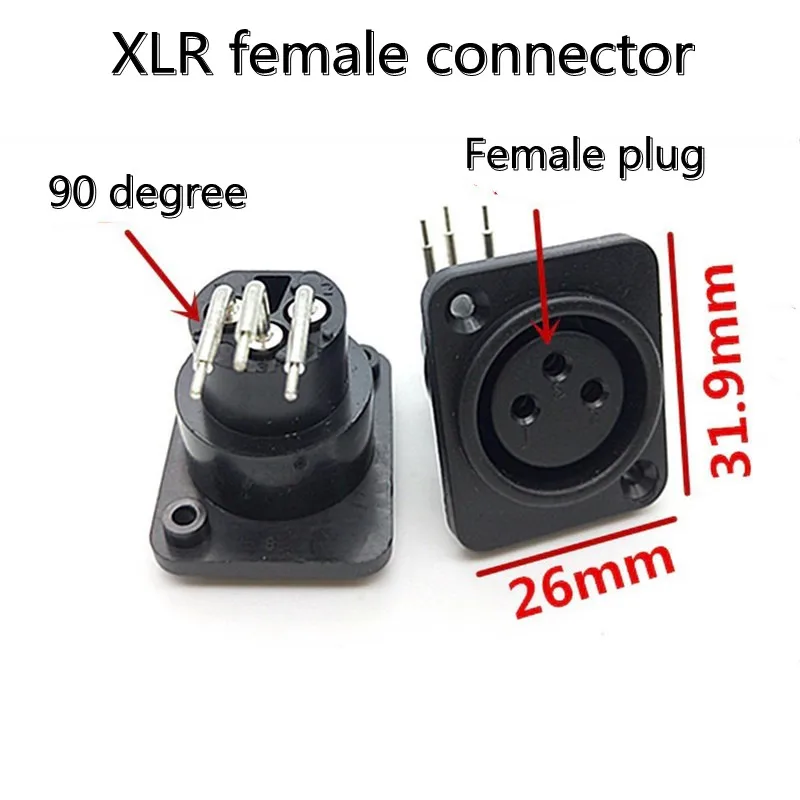 3-core XLR Male Plug Panel mount Female Socket Circuit Board In-line Bent Socket Microphone Audio With Dust Cover Socket