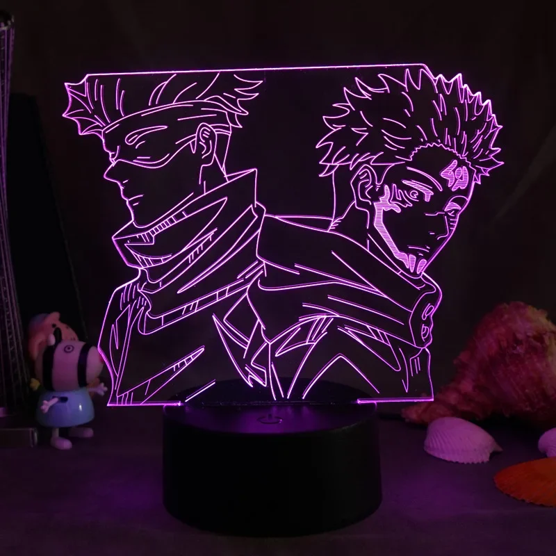 11 Patterns Anime Jujutsu Kaisen Night Light Manga Figure Gojo Satoru Nanami Kento Room Setup Decoration RGB 3D Lamp Kids Gift