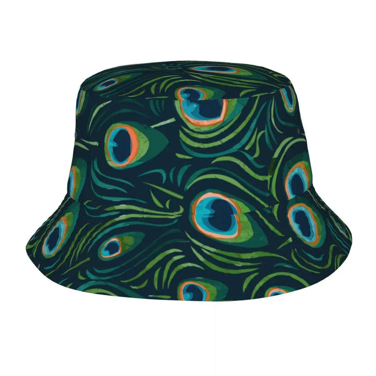 Summer Beach Vacation Watercolor Peacock Feather Bucket Hat Streetwear Sun Hats Panamka Lightweight Fishing Fisherman Caps