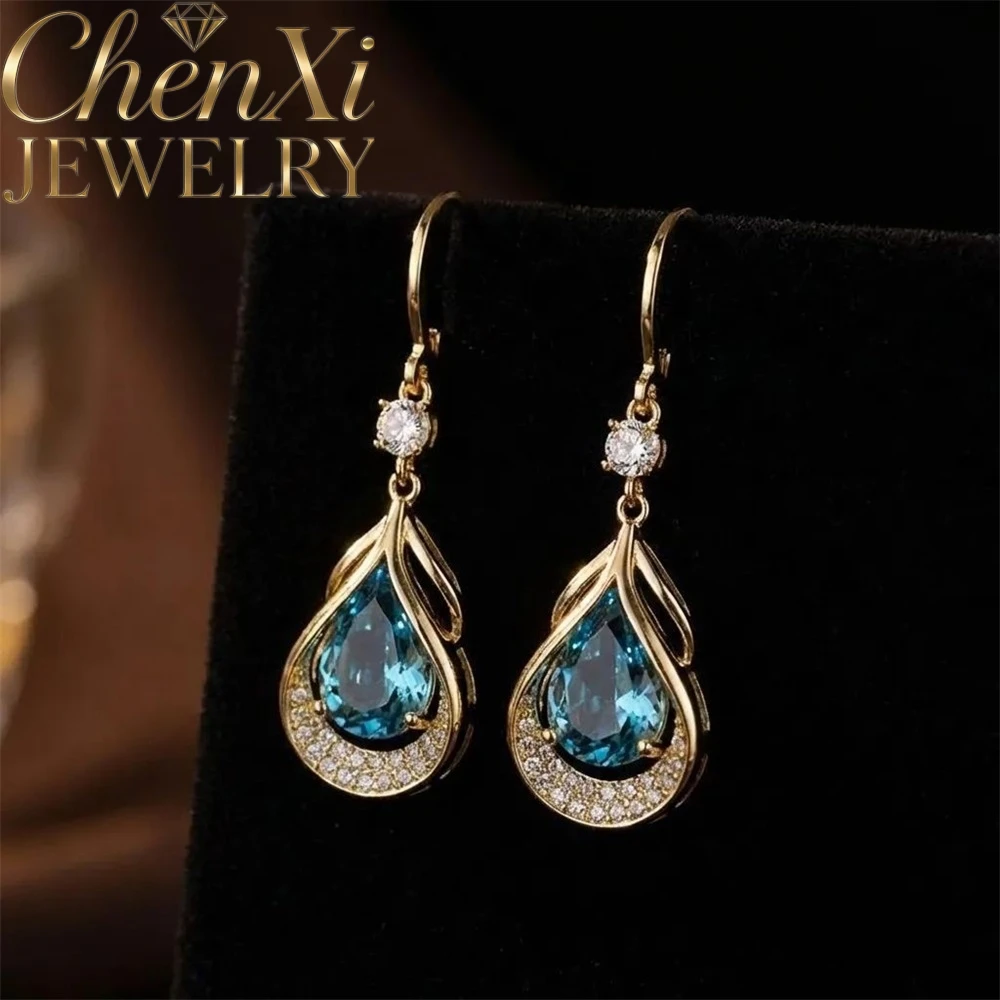 High-End Ice-Colored Cat's Eye Stone Love-Based Type Water Droplet Earrings Best Exquisite Lucky Charms Elegant Popular Gift