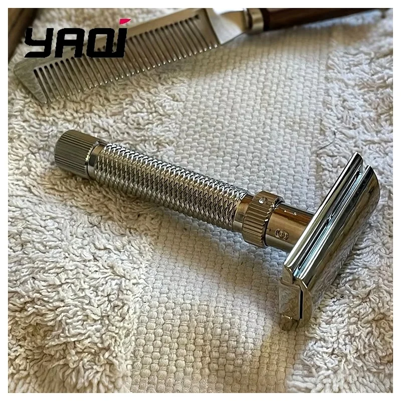 YAQI Mens Safety Razor 77mm Handle 12mm Diameter Ultima Stainless Steel Adjustable Wet Shave Tools Best Gift for Men Mens Gift