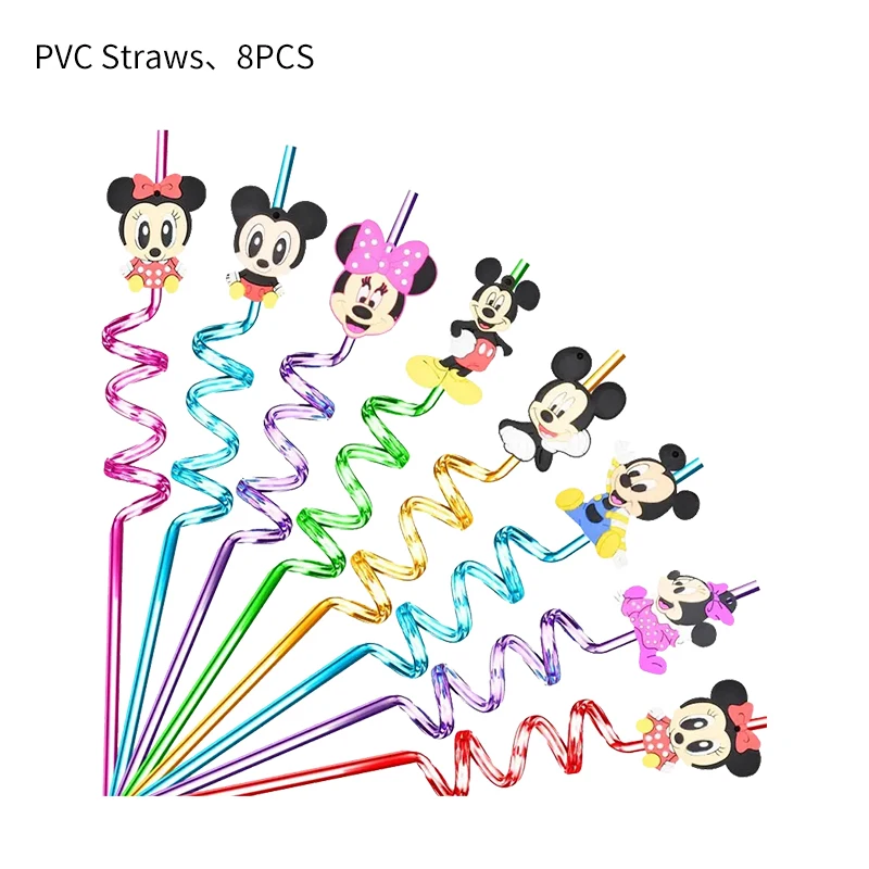 Disney Mickey Mouse Birthday Decorations Disposable Tableware Napkin Straw Tablecloth Cups Balloons Baby Shower Party Supplies