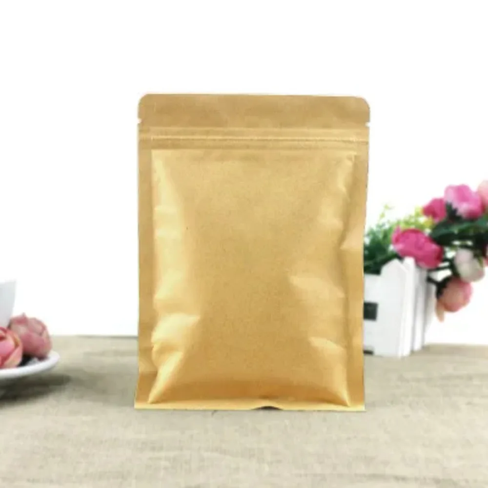 1500pcs 7x10cm Small Kraft Paper Bag Food Packaging Bags Ziplock Coffee Sample Package Bags Brown Kraft Tea Bag