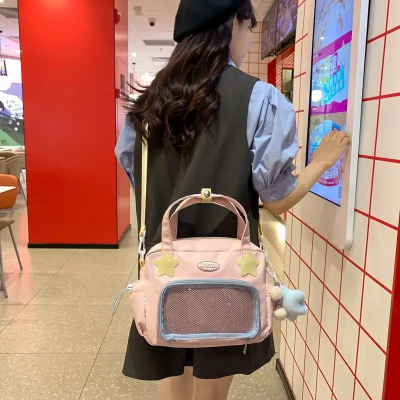 HAEX Kawaii Women Ita Bags 2024 New Fashion Casual Nylon Patchwork Crossbody borse a tracolla studenti giornalieri zaini con Badge fai da te