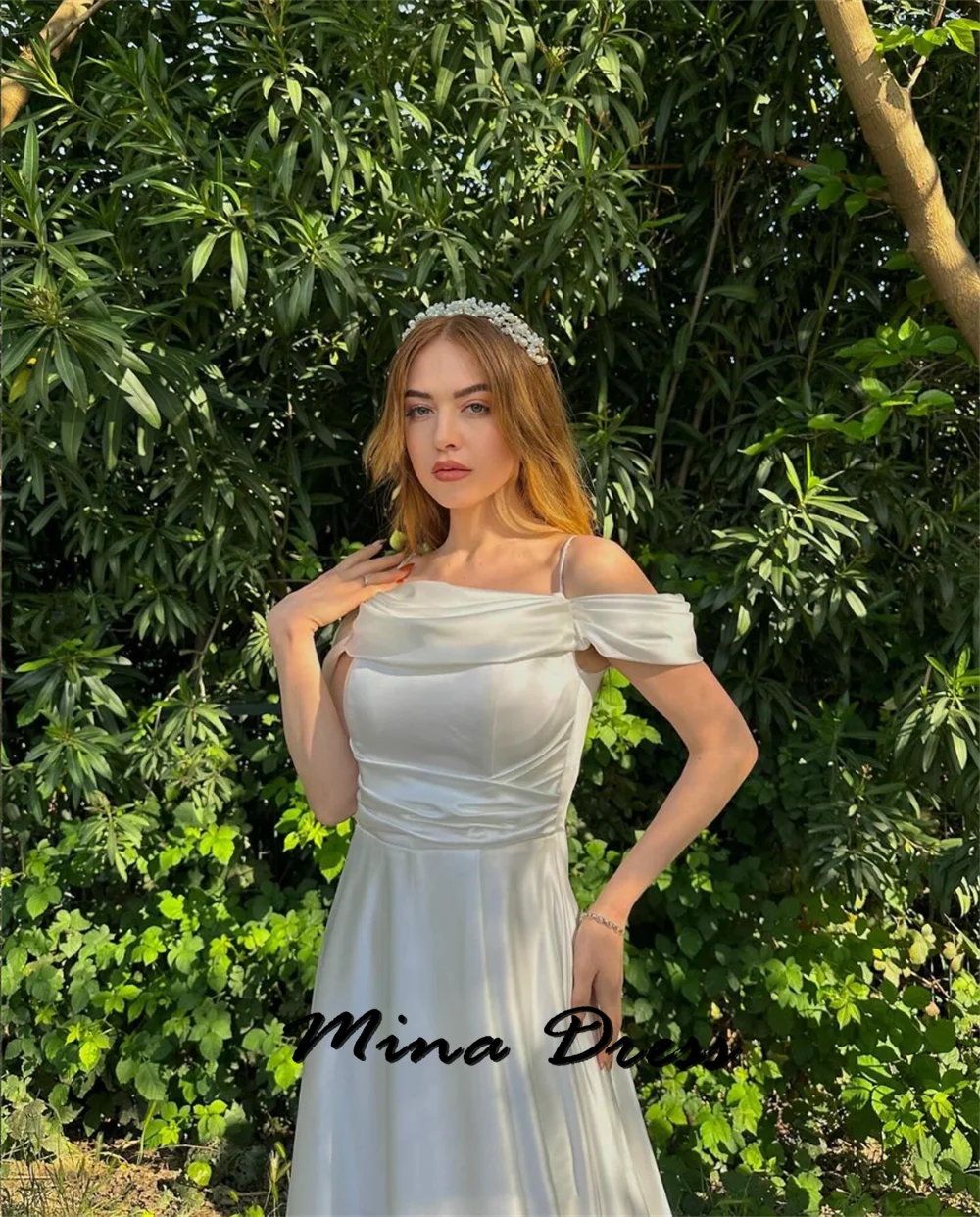 Mina Customized Spaghetti Straps Elegant Party Dresses 2024 for Wedding Guest Dress Women One Shoulder Backless Pleated Evening