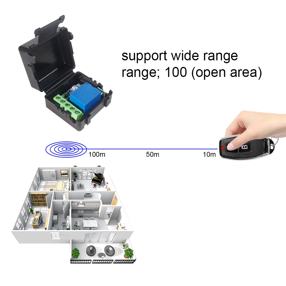 433Mhz Universal Wireless Remote Control Switch DC 12V 1CH Relay Receiver Module RF Transmitter for Door Electromagnetic Lock