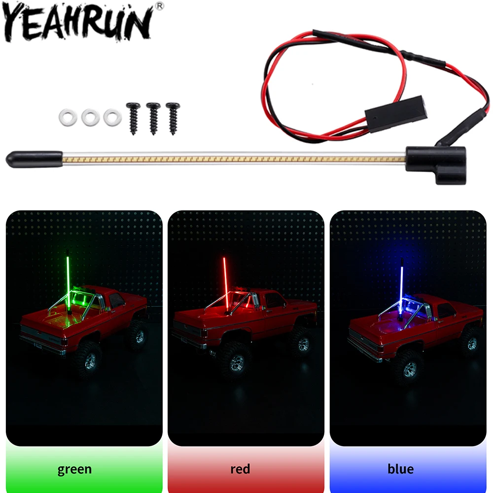 YEAHRUN RC Car Glowing Flagpole Light LED Spotlight Lamps 107/113mm for 1/24 Axial SCX24 1/18 TRX4M Upgrade Parts