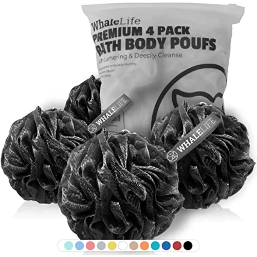 Black Loofah Bath Sponge Gentle Exfoliating Scrubber