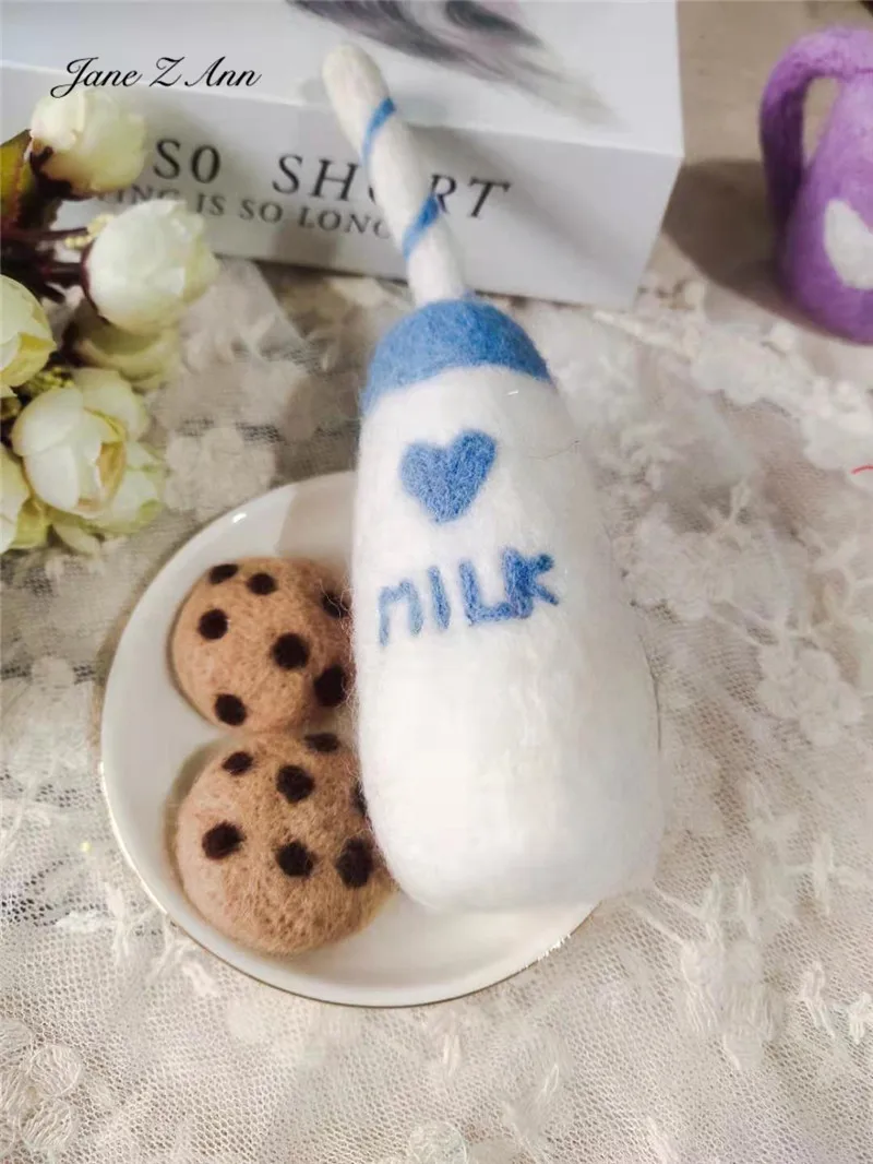 Wool felt biscuit milk bottle milk tea cup newborn photography theme modeling props studio shooting accessories