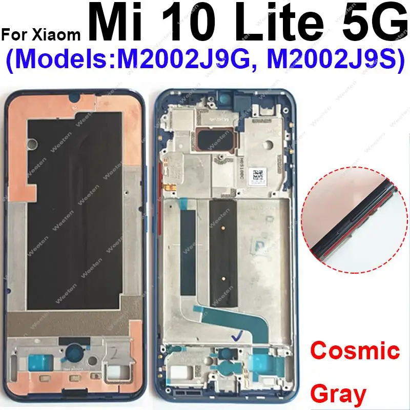 Carcasa de marco medio para Xiaomi Mi 10 Lite 10Lite 5G LCD compatible con marco frontal cubierta intermedia piezas de placa de bisel